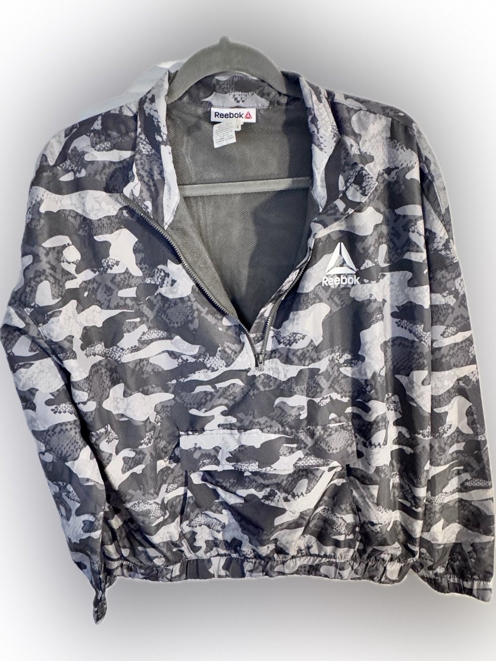 Reebok Women’s Large Gray Camo Full-Zip Track Jacket